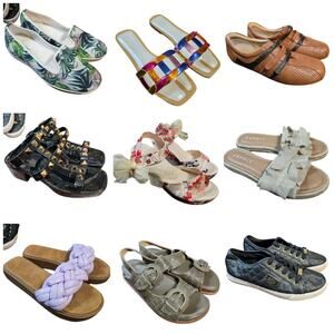 Bulk Women’s Flats and Sandals Shoe Lot of 9 Name Brand Wholesale Reseller